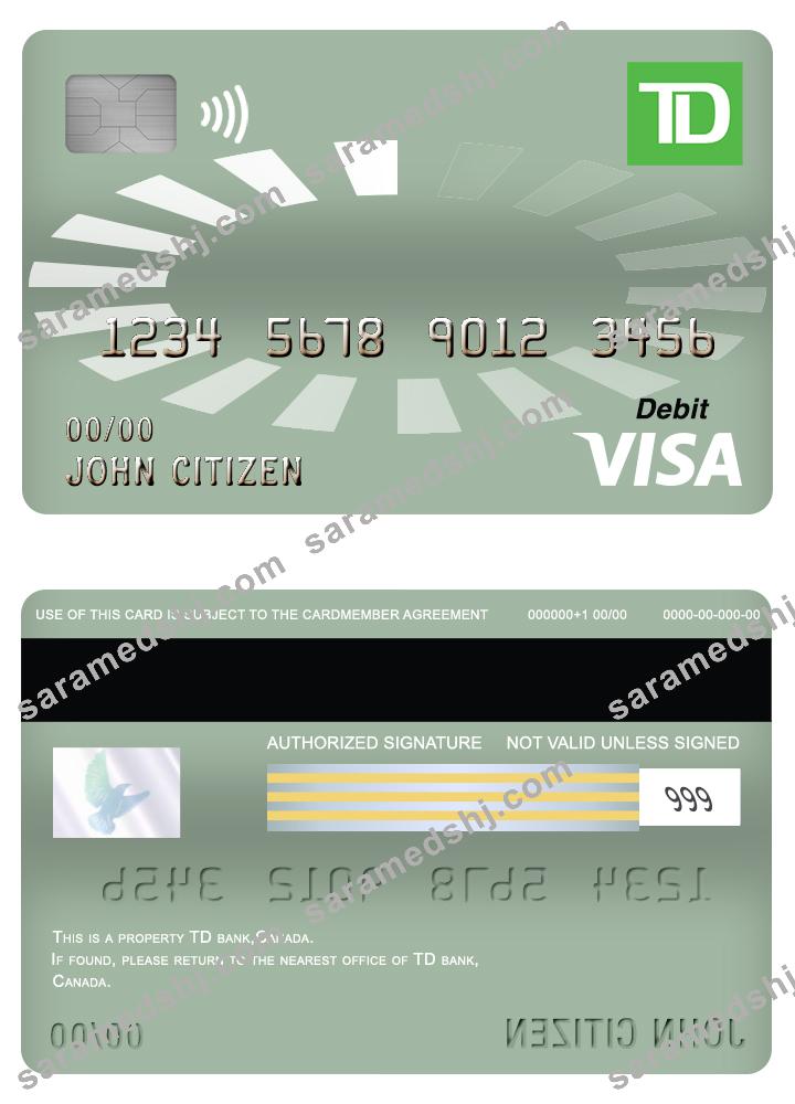 Canada TD bank visa debit card